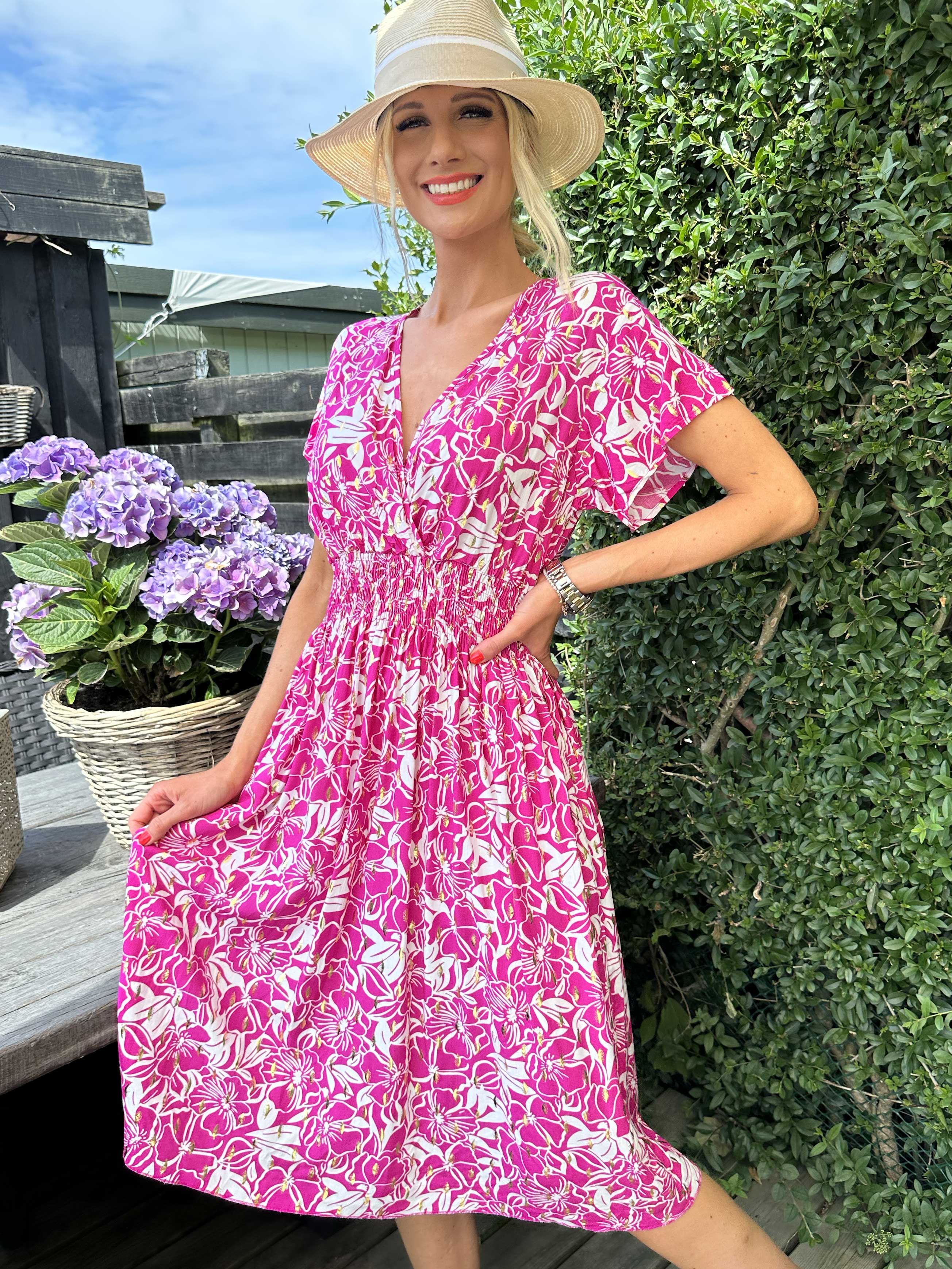 Misha Flower Short - Sød blomstret kjole med smock